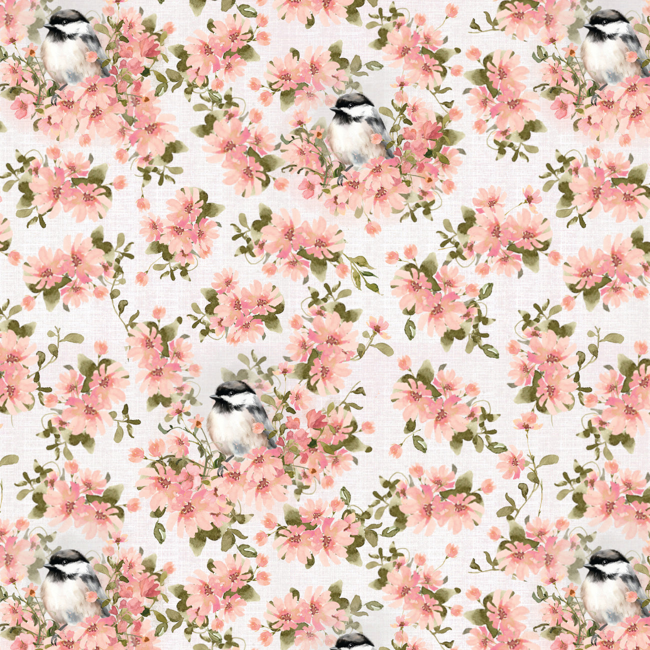 Fluttering Blooms Collection-Finch Serenade-Cream-Quilting Fabrics-55240201-01