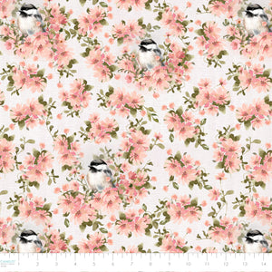 Fluttering Blooms Collection-Finch Serenade-Cream-Quilting Fabrics-55240201-01