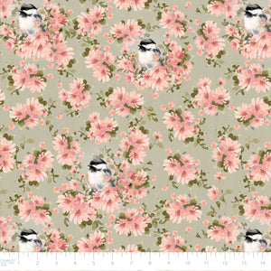 Fluttering Blooms Collection-Finch Serenade-Sage-Quilting Fabrics-55240201-02