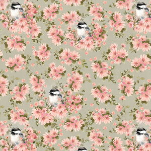 Fluttering Blooms Collection-Finch Serenade-Sage-Quilting Fabrics-55240201-02