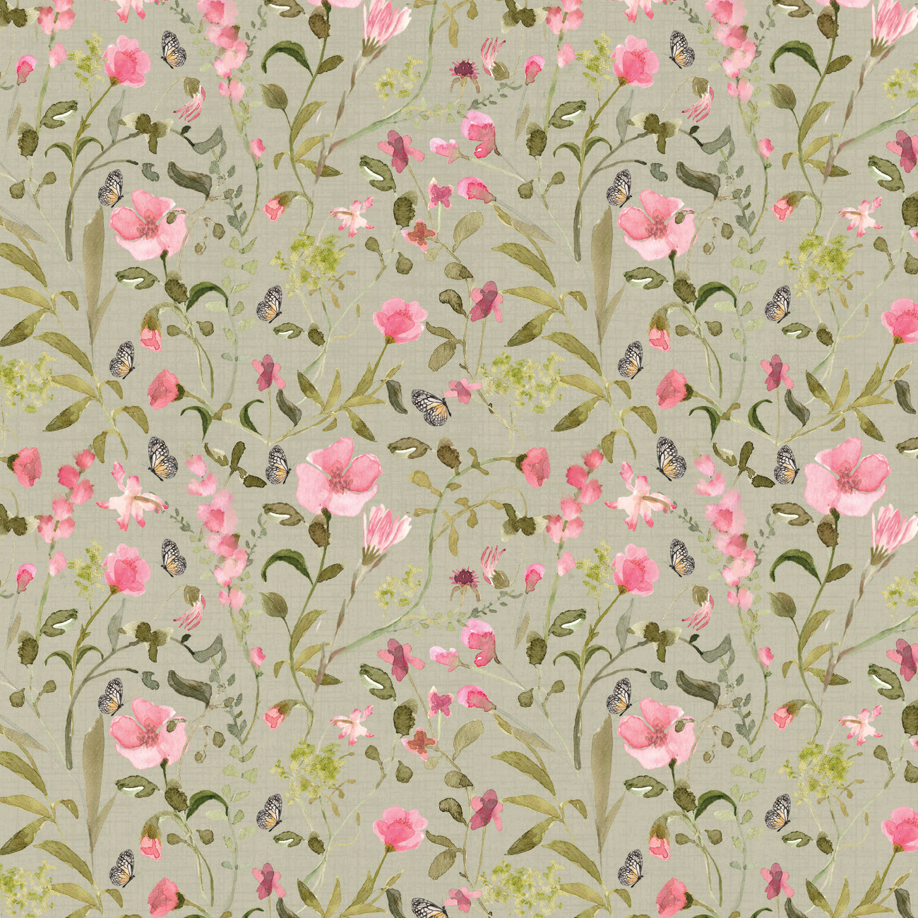 Fluttering Blooms Collection-Springtime in the Park-Sage-Quilting Fabrics-55240202-02