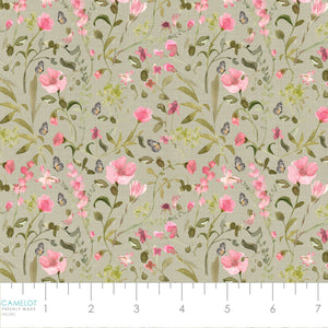 Fluttering Blooms Collection-Springtime in the Park-Sage-Quilting Fabrics-55240202-02