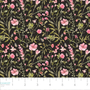 Fluttering Blooms Collection-Springtime in the Park-Charcoal-Quilting Fabrics-55240202-03