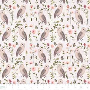 Fluttering Blooms Collection-Owl Ballads-Cream-Quilting Fabrics-55240203-01