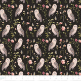 Fluttering Blooms Collection-Owl Ballads-Charcoal-Quilting Fabrics-55240203-02