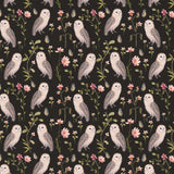 Fluttering Blooms Collection-Owl Ballads-Charcoal-Quilting Fabrics-55240203-02