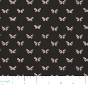 Fluttering Blooms Collection-Flight of the Monarchs-Charcoal-Quilting Fabrics-55240204-02