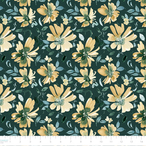 Golden Hour Collection-Sunset Blossoms-Deep Teal-100% Cotton-55240301-02