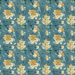 Golden Hour Collection-Golden Petals-Teal-100% Cotton-55240302-02