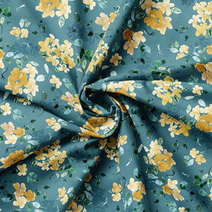 Golden Hour Collection-Golden Petals-Teal-100% Cotton-55240302-02