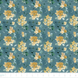 Golden Hour Collection-Golden Petals-Teal-100% Cotton-55240302-02