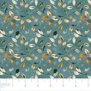 Golden Hour Collection-Sun-Kissed Leaves-Teal-100% Cotton-55240303-01