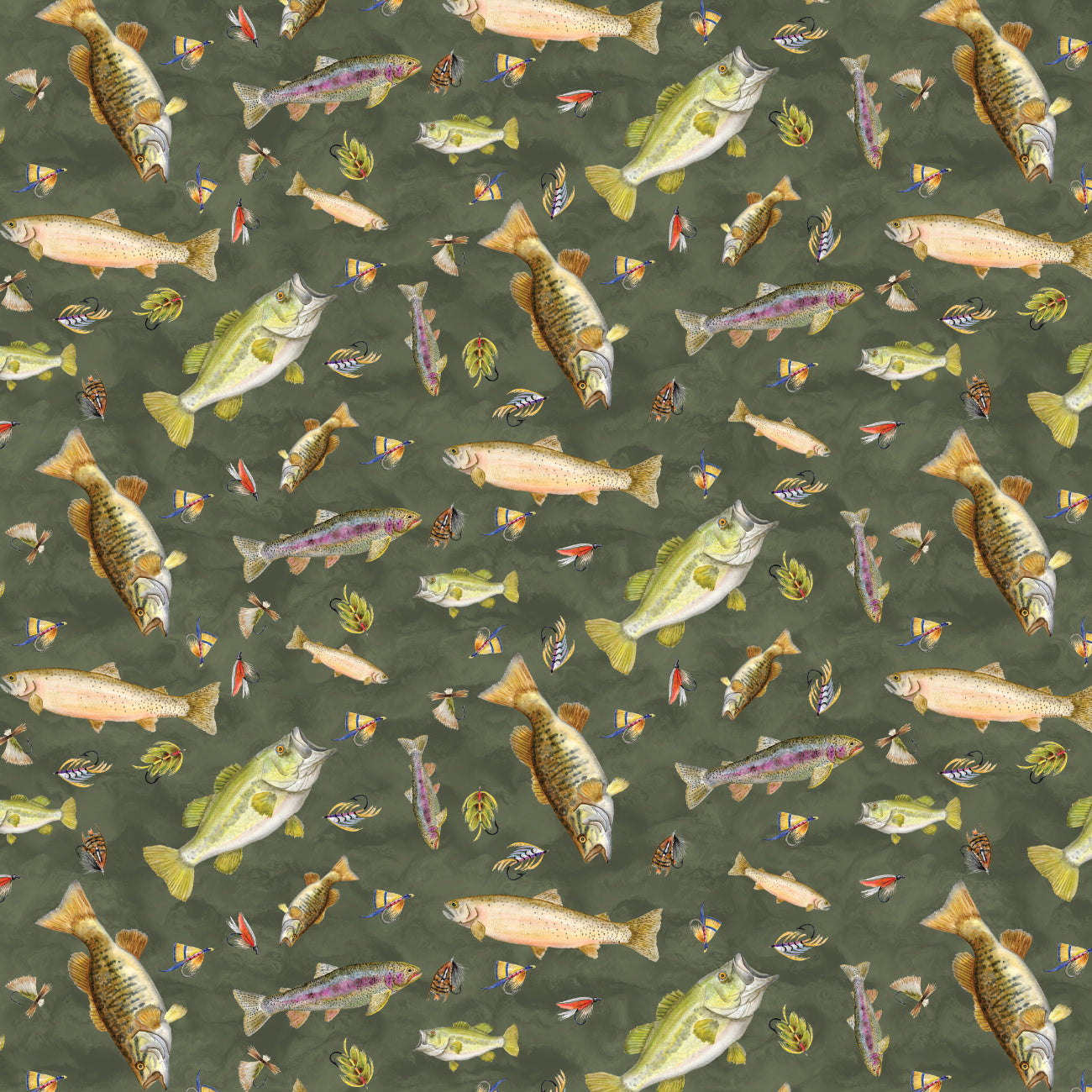 Fishful Thinking Collection-Catch of the Day-Green-Quilting Cotton-55240402-03