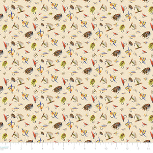 Fishful Thinking Collection-Fishing Lures-Cream-Quilting Cotton-55240403-01