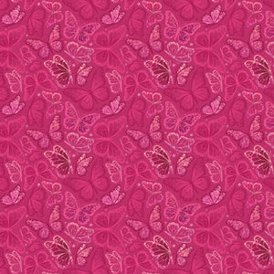 Disco Queen Collection-Shimmering Butterflies-Dark Pink-100% Cotton-55240608-01