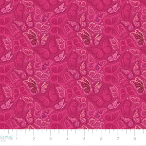 Disco Queen Collection-Shimmering Butterflies-Dark Pink-100% Cotton-55240608-01