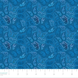 Disco Queen Collection-Shimmering Butterflies-Blue-100% Cotton-55240608-02