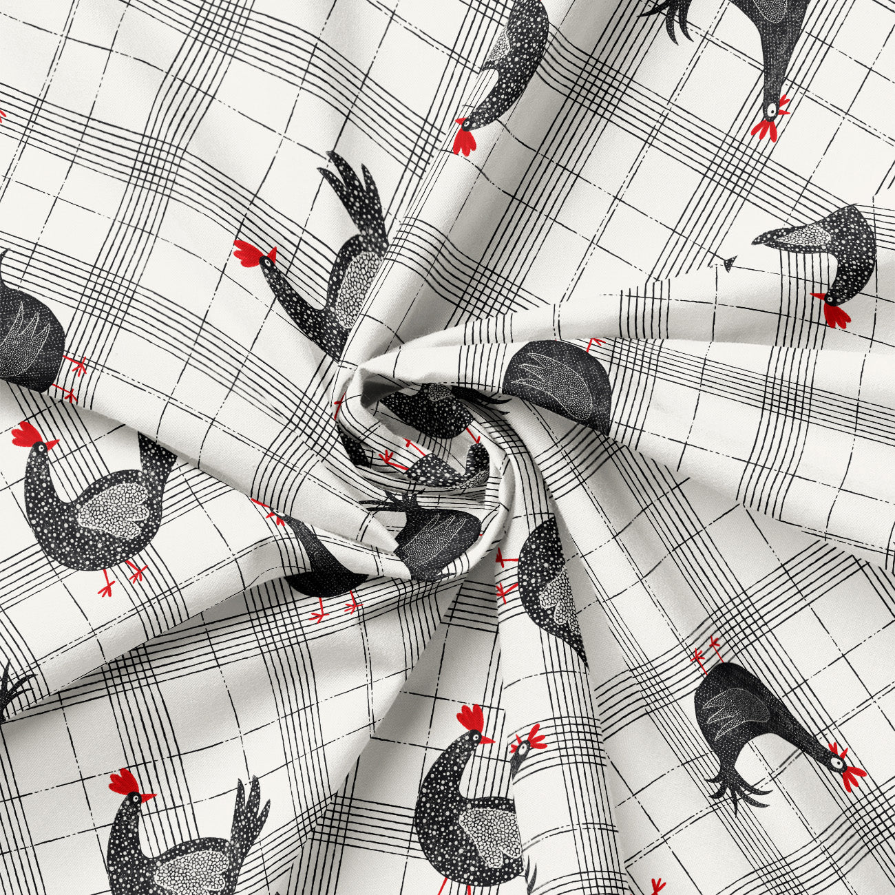 Hen House Collection-Chicken Plaid-Off-White-100% Cotton-55250102-01