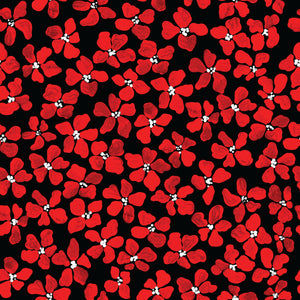 Hen House Collection-Scattered Floral-Red-Black-100% Cotton-55250106-02