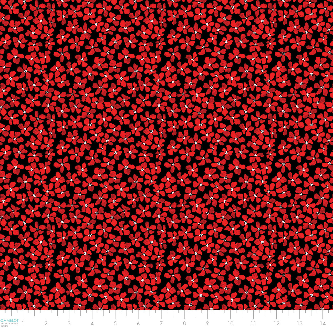 Hen House Collection-Scattered Floral-Red-Black-100% Cotton-55250106-02