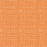 National Parks Collection-Park Names-Quilting Cotton-Orange -55250307-01