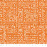National Parks Collection-Park Names-Quilting Cotton-Orange -55250307-01