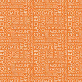 National Parks Collection-Park Names-Quilting Cotton-Orange -55250307-01