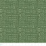 National Parks Collection-Park Names-Quilting Cotton- Green -55250307-02