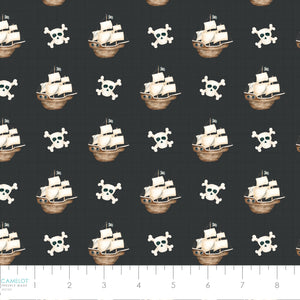 Pirates Ahoy Collection-Ships-Black-Quilting Fabrics-56240102-03