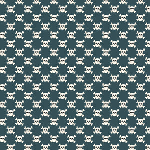 Pirates Ahoy Collection-Skulls-Teal-Quilting Fabrics-56240103-01