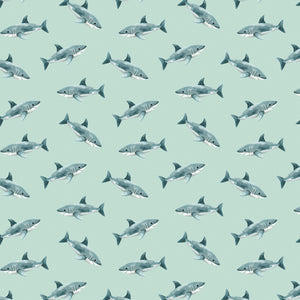 Pirates Ahoy Collection-Sharks-Aqua-Quilting Fabrics-56240104-01