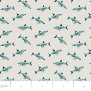 Pirates Ahoy Collection-Sharks-Grey-Quilting Fabrics-56240104-02