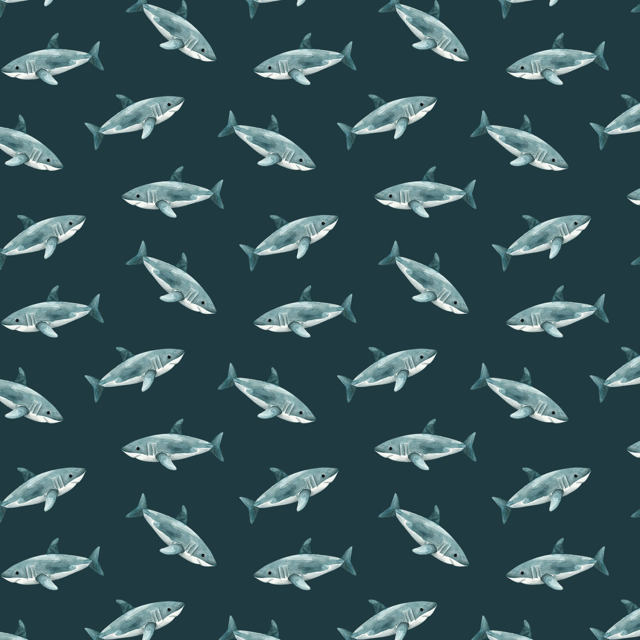 Pirates Ahoy Collection-Sharks-Teal-Quilting Fabrics-56240104-03