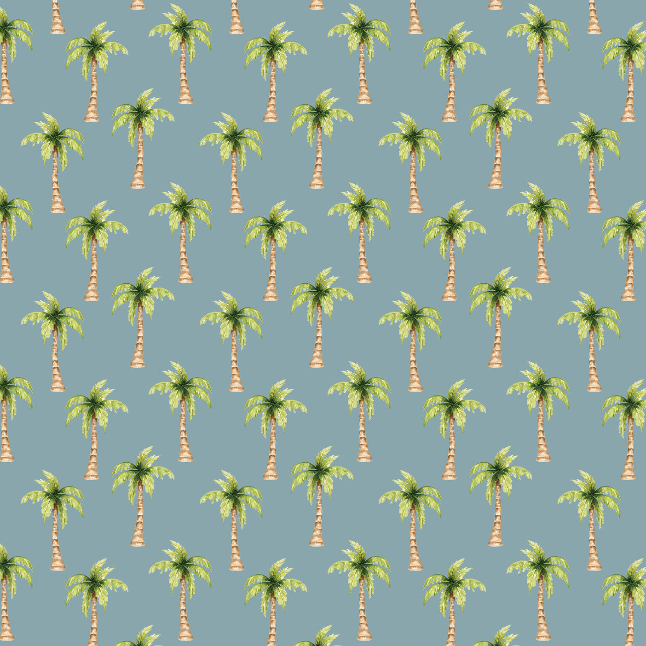 Pirates Ahoy Collection-Palm Trees-Blue-Quilting Fabrics-56240107-01