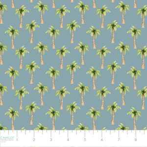 Pirates Ahoy Collection-Palm Trees-Blue-Quilting Fabrics-56240107-01