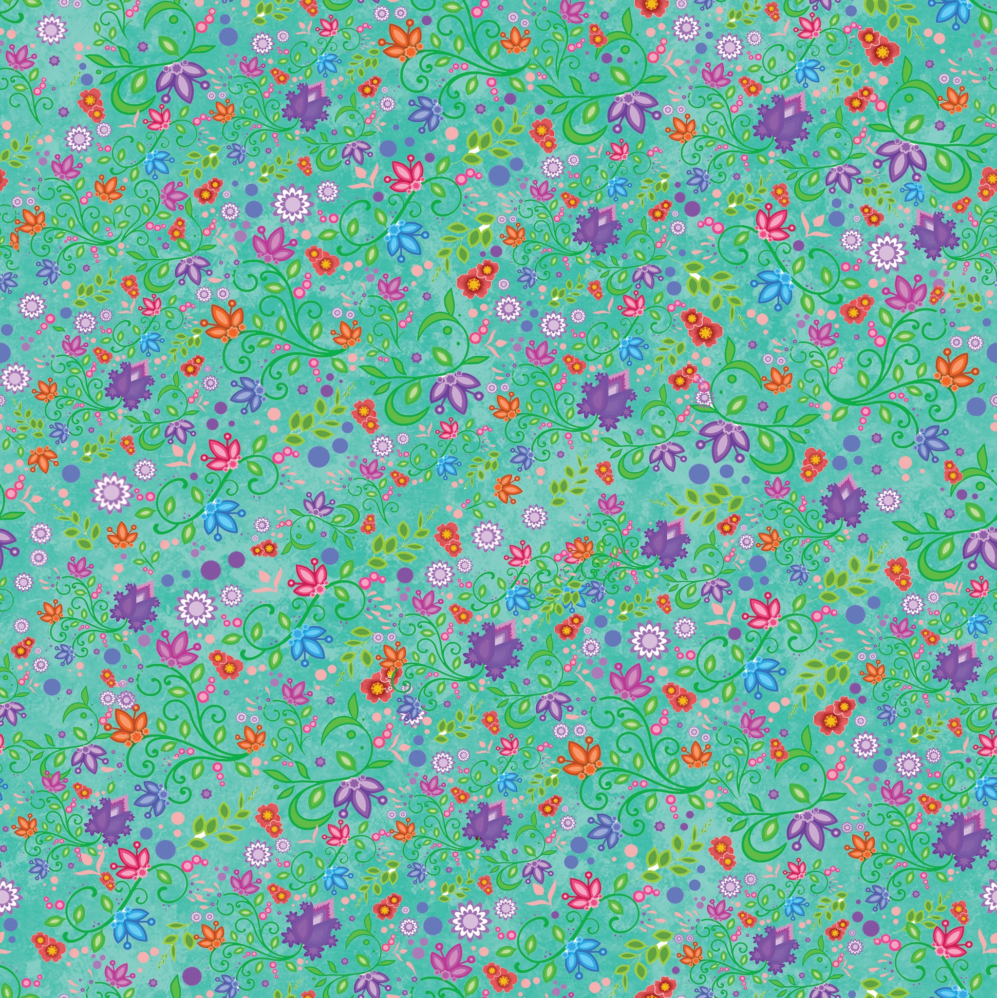 Collection Rejuvenation-Fleurs-100% Polyester Satin-Aqua-57230104U-05