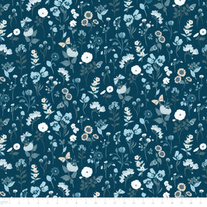 Collection Minuits en fleurs - Tiges - 100 % coton - Bleu foncé - 58230502-02