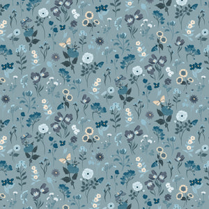 Midnights in Bloom Collection-Stems-100% Cotton-Grey Blue-58230502-03