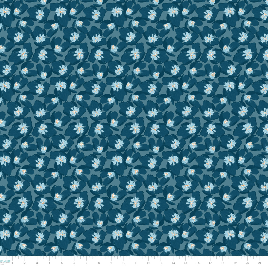 Collection Minuits en fleurs Orchidées-100% Coton-Bleu foncé-58230507-02