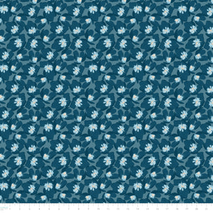 Collection Minuits en fleurs Orchidées-100% Coton-Bleu foncé-58230507-02
