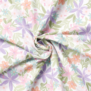 Daisy and Lilly  Collection-Lilies-White-Quilting Fabrics-58240101-01