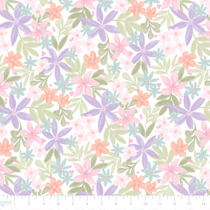 Daisy and Lilly  Collection-Lilies-White-Quilting Fabrics-58240101-01