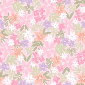 Daisy and Lilly  Collection-Lilies-Pink-Quilting Fabrics-58240101-02