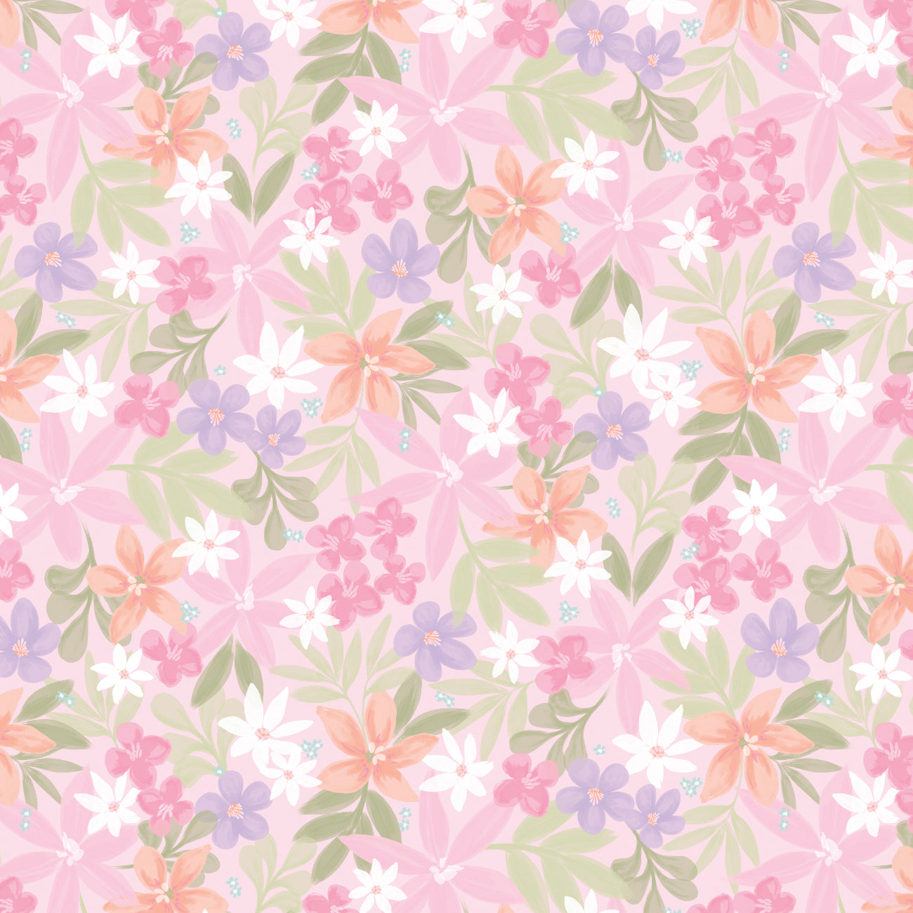 Daisy and Lilly  Collection-Lilies-Pink-Quilting Fabrics-58240101-02