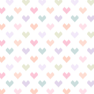 Daisy and Lilly  Collection-Cross-Stitched Hearts-White-Quilting Fabrics-58240103-01