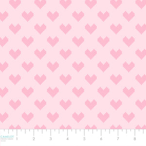 Daisy and Lilly  Collection-Cross-Stitched Hearts-Light Pink-Quilting Fabrics-58240103-02