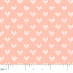 Daisy and Lilly  Collection-Cross-Stitched Hearts-Light Coral-Quilting Fabrics-58240103-03