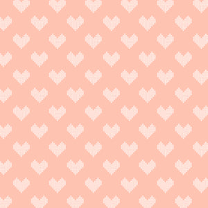 Daisy and Lilly  Collection-Cross-Stitched Hearts-Light Coral-Quilting Fabrics-58240103-03