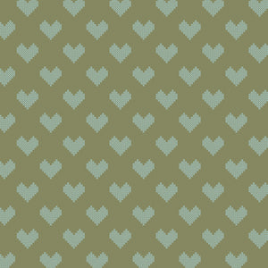 Daisy and Lilly  Collection-Cross-Stitched Hearts-Sage-Quilting Fabrics-58240103-04