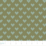 Daisy and Lilly  Collection-Cross-Stitched Hearts-Sage-Quilting Fabrics-58240103-04